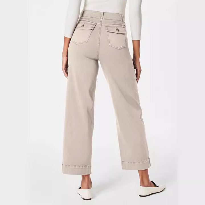 Damen Weite High-Waist Hose mit modischen Knopfdetails Echo Archiv
