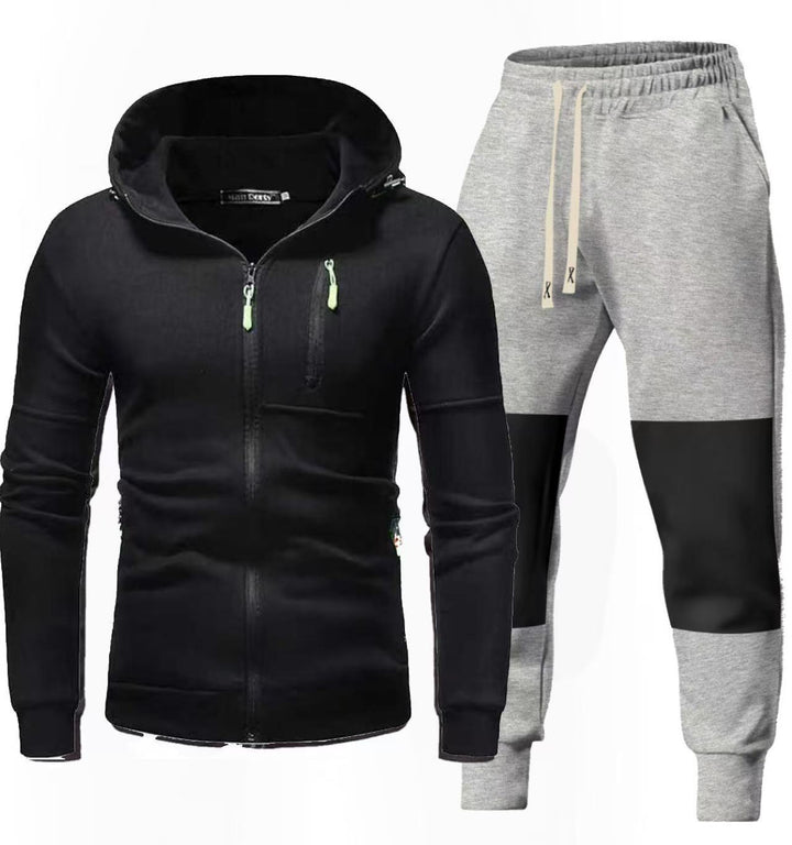 Herren Sportliches Hoodie- und Jogginghose-Set mit Funktionalen Reißverschlusstaschen Echoarchiv