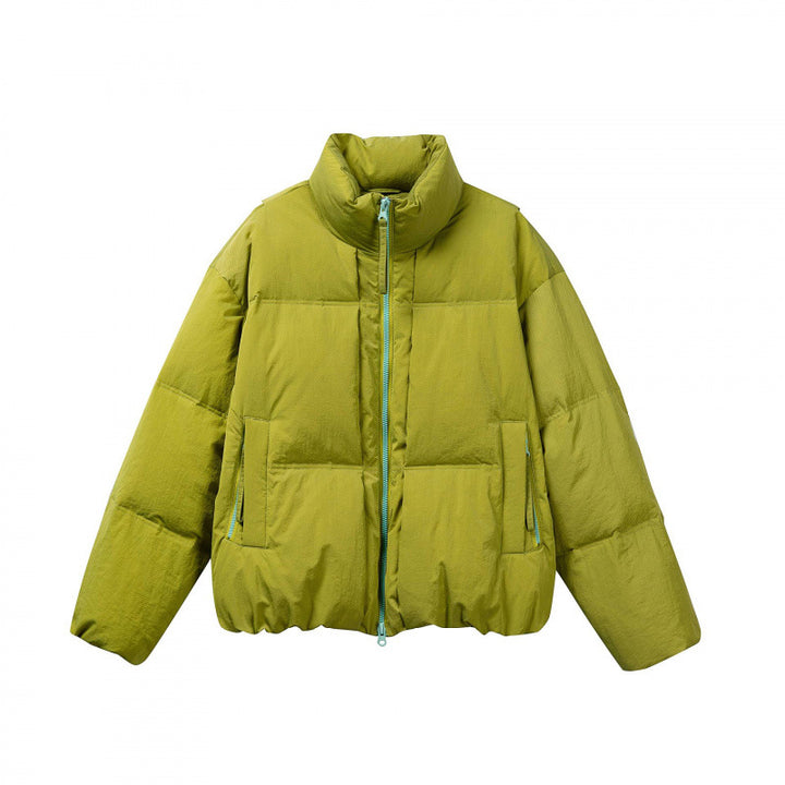 Damen Kurze Oversize-Steppjacke mit hohem Stehkragen und Kontrast-Reißverschluss Echo Archiv