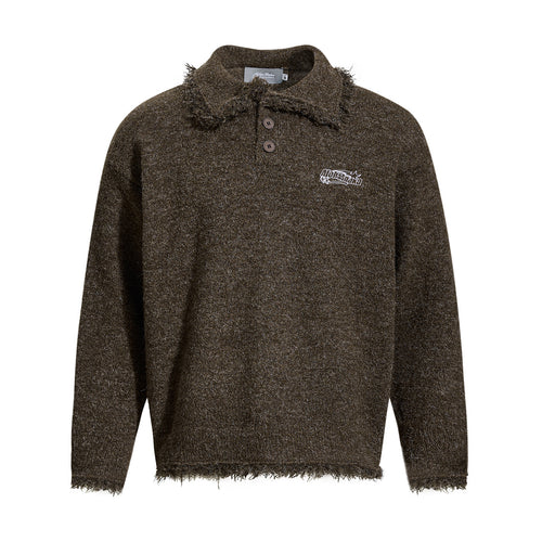 Unisex Grobgestrickter Polokragen-Pullover mit Fransenbesatz Echoarchiv