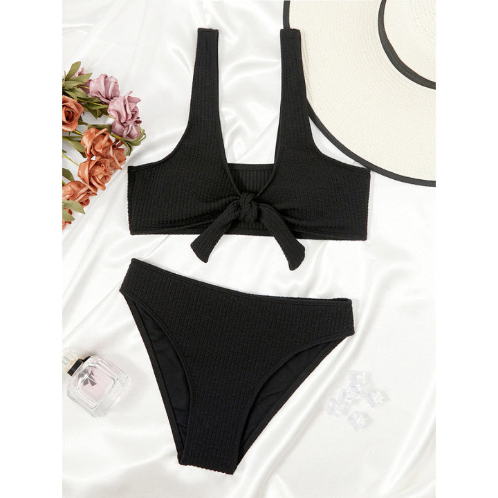 Damen Triangel-Bikini mit modischem Knotendetail und hochwertiger Textur Echo Archiv