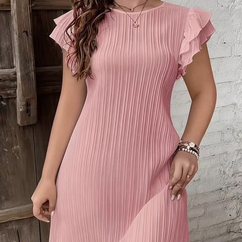 Damen Plissiertes Kurzkleid mit Rüschendetails Echo Archiv