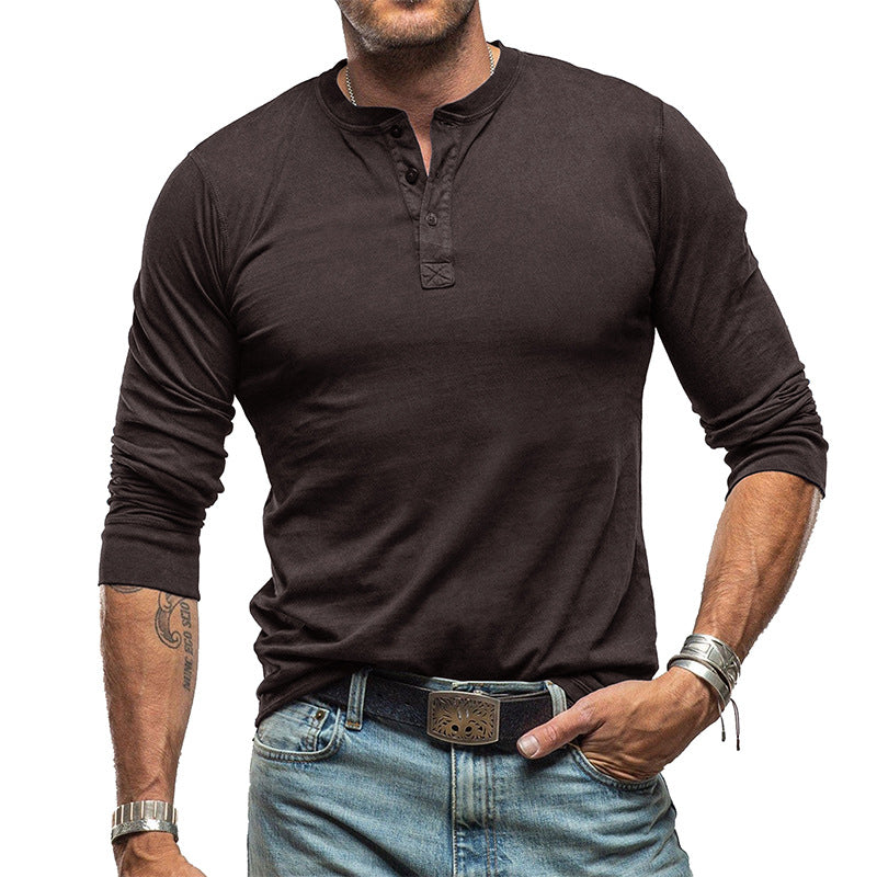Herren Langarmshirt mit Knopfleiste und feiner Struktur Echoarchiv