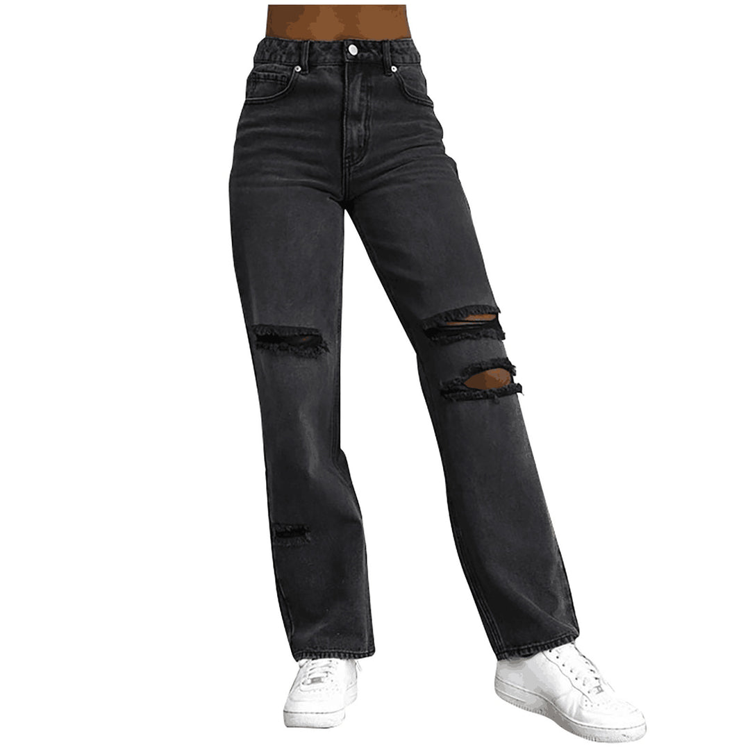 Damen modische Destroyed Jeans im lässigen Schnitt mit hohen Taschen und einzigartigen Details Echo Archiv