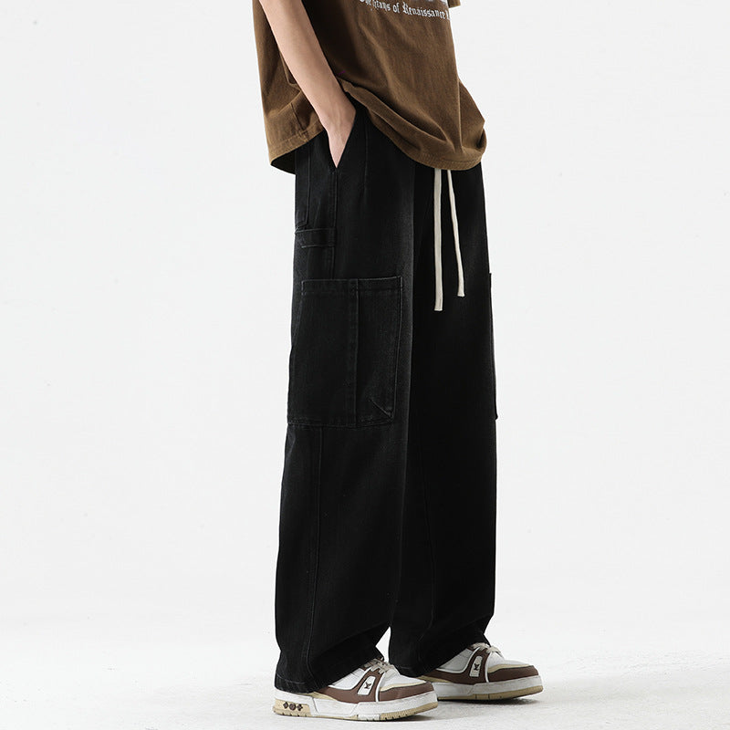 Herren Überdimensionierte Jeans-Hose mit multifunktionalen Taschen Echoarchiv