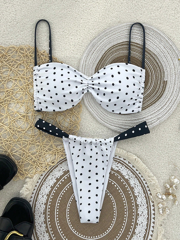Damen Bikini-Set mit elastischem Stoff und Polka-Dots Echo Archiv
