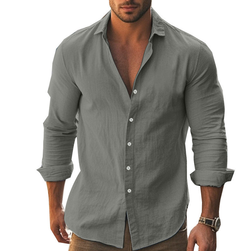 Herren Elegantes Langarmhemd mit modernem Kragen und hochwertiger Baumwollstruktur Echoarchiv