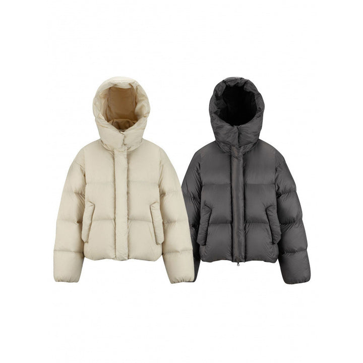 Damen Kurz gepolsterte Crop‑Steppjacke mit Volumen‑Kapuze und verdeckter Druckknopfleiste Echo Archiv