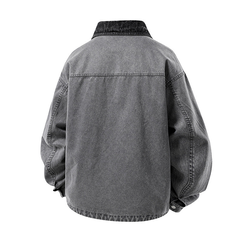 Herren Modische Denimjacke mit hohem Kragen und praktischen Taschen Echo Archiv