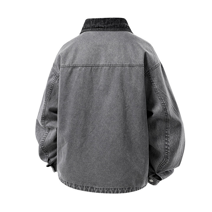 Herren Modische Denimjacke mit hohem Kragen und praktischen Taschen Echo Archiv