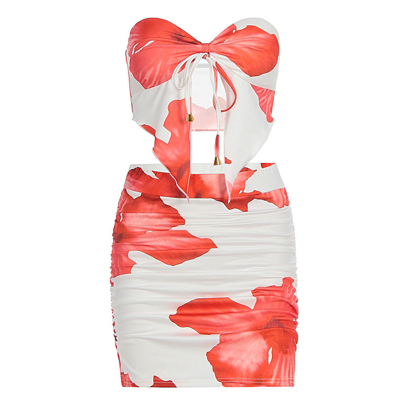Damen figurbetontes Kleid mit floralem Design und Raffungsdetails Echo Archiv