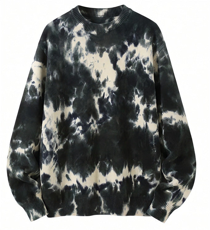 Herren Oversized Batik-Pullover mit Rundhalsausschnitt und Rippbündchen Echoarchiv