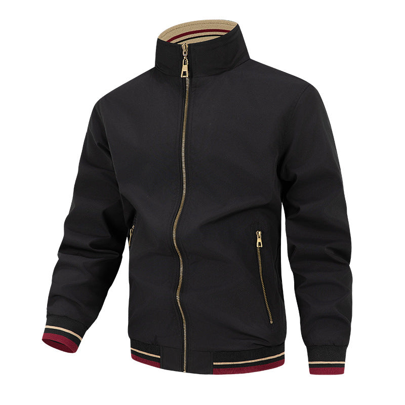 Herren modische Übergangsjacke mit hohem Kragen und praktischen Taschen Echoarchiv