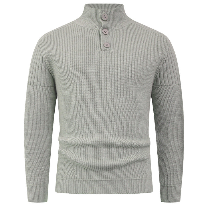 Herren Strickpullover mit hohem Kragen und Knopfdetails Echoarchiv