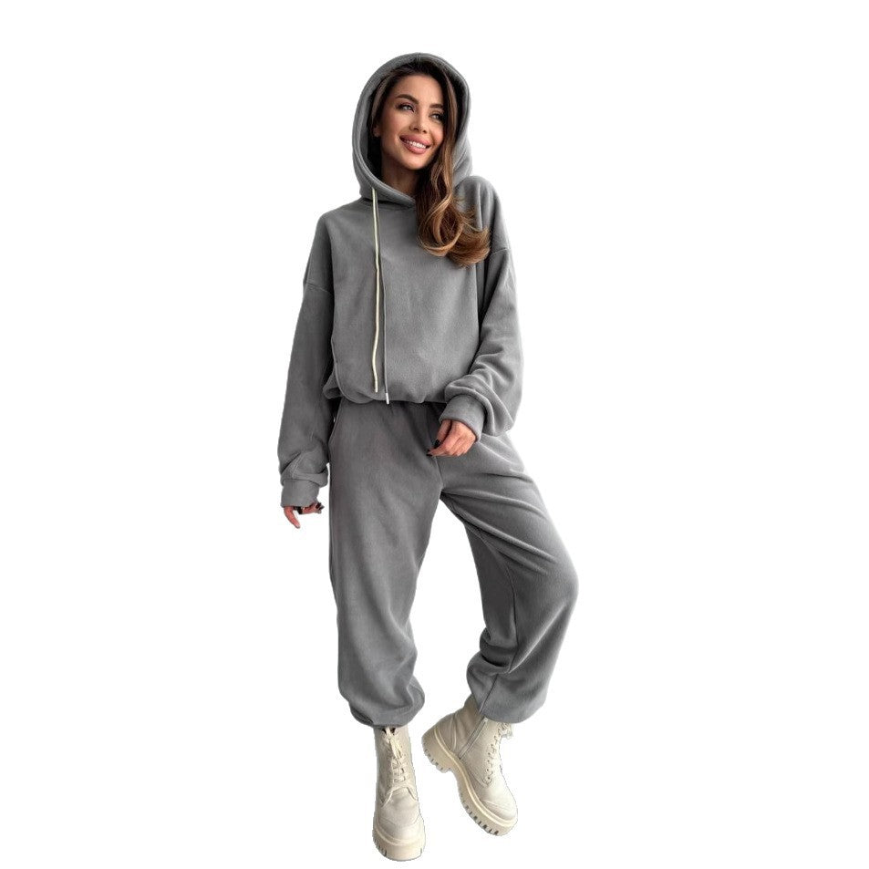 Damen Oversize-Fleece-Hoodie mit Kapuze und taillierter Tapered-Jogginghose – Auréline