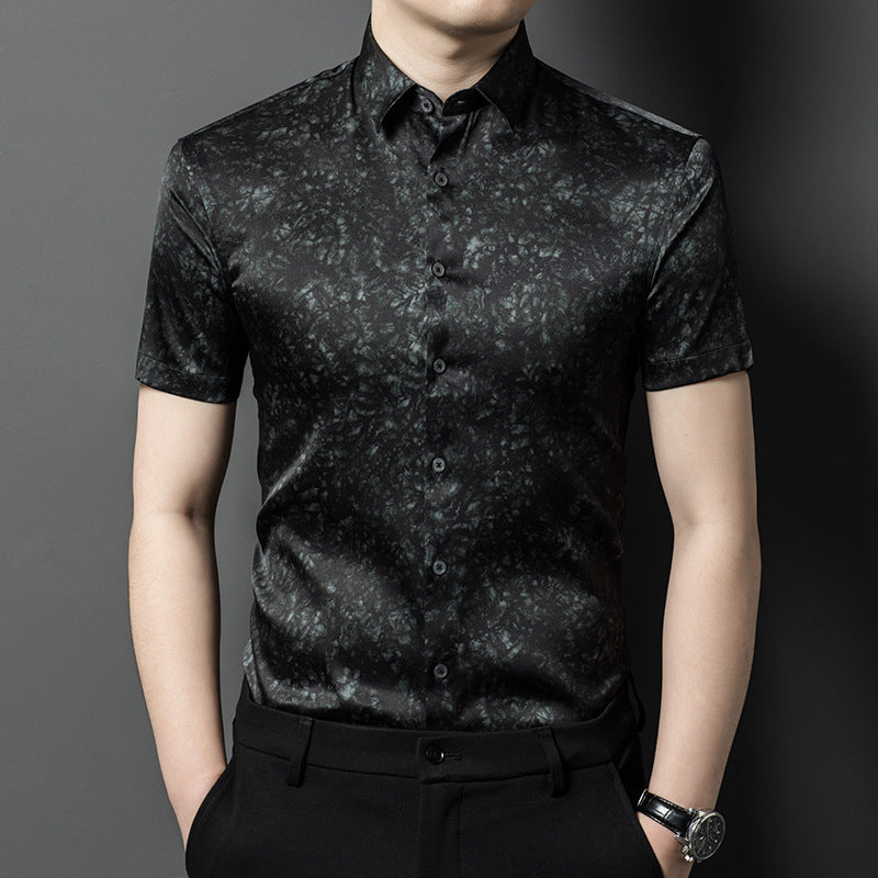 Herren Kurzarmhemd mit eleganter Marmor-Optik Echoarchiv