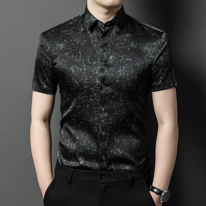 Herren Kurzarmhemd mit eleganter Marmor-Optik Echoarchiv