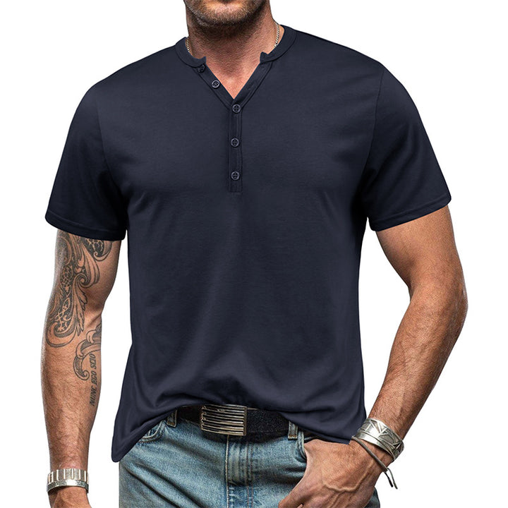 Herren Kurzarm-Henley-Shirt mit eleganter Knopfleiste und bequemem Schnitt Echoarchiv