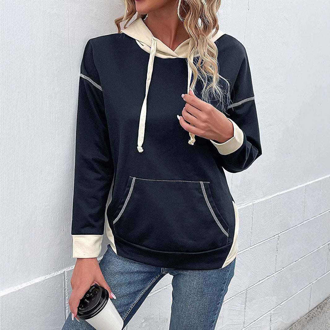 Damen Lässiger Kapuzenpullover mit kontrastierenden Ärmeln Echo Archiv