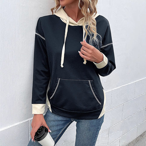 Damen Lässiger Kapuzenpullover mit kontrastierenden Ärmeln Echo Archiv