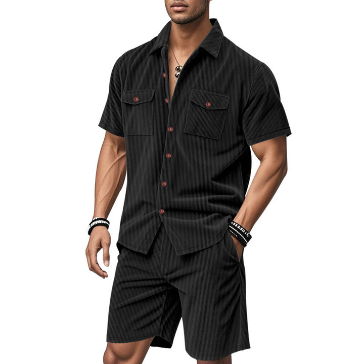 Herren elegantes Kurzarmhemd und kurze Hose Set Echoarchiv
