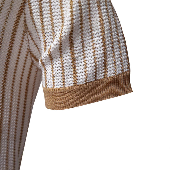 Herren Kurzarm-Poloshirt mit modernem Strickmuster und stilvollem Kragen Echoarchiv