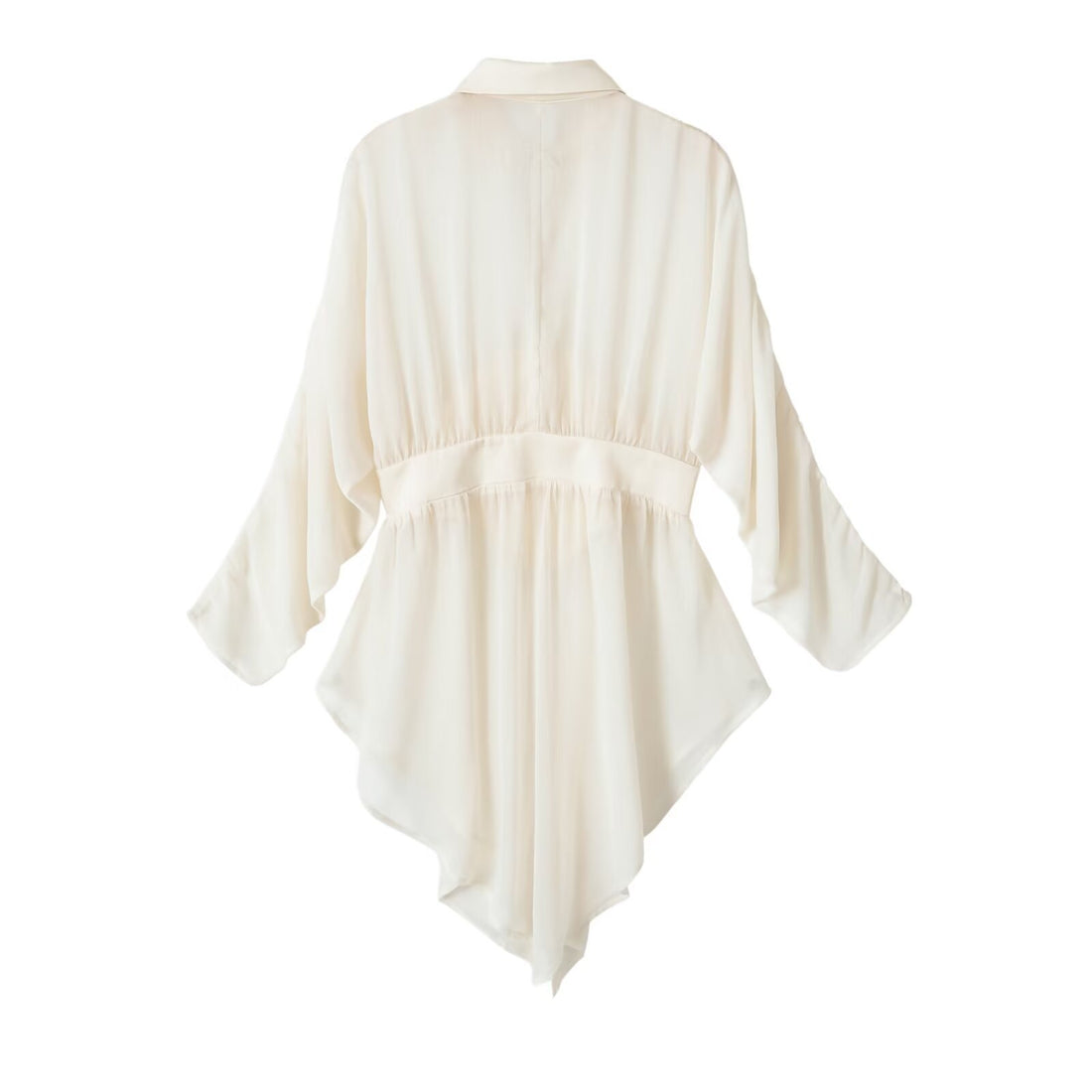 Damen fließende Tunika-Bluse mit geraffter Taille und spitzem Saum Echo Archiv
