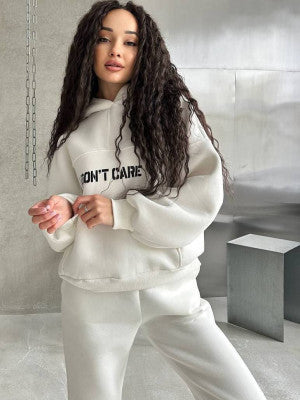Damen Oversized Hoodie- und Jogginghose-Set aus French-Terry mit Statement-Print – Auréline