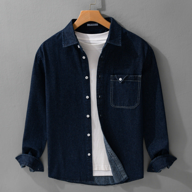 Herren Denim-Overshirt im Hemdjacken-Stil mit aufgesetzter Brusttasche und Relaxed-Fit Echoarchiv