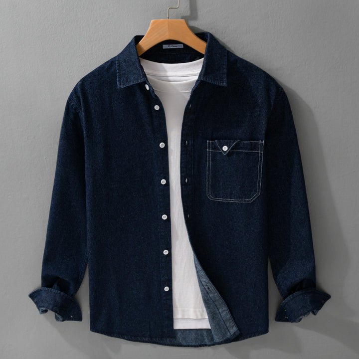 Herren Denim-Overshirt im Hemdjacken-Stil mit aufgesetzter Brusttasche und Relaxed-Fit Echoarchiv