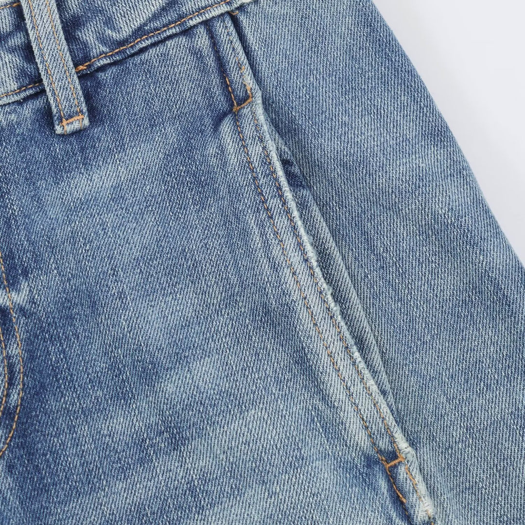 Damen Weite Cargo-Jeans mit hohem Bund, aufgesetzten Pattentaschen und Ziernähten Echo Archiv