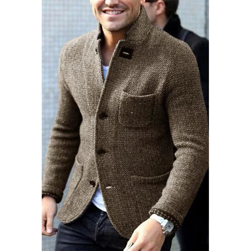 Herren Strickblazer mit Stehkragen und aufgesetzten Taschen Echo Archiv