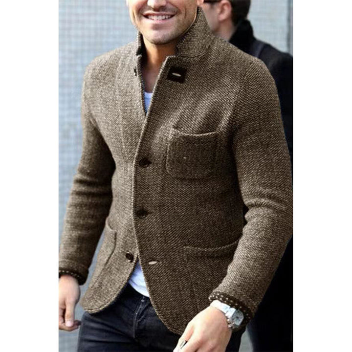 Herren Strickblazer mit Stehkragen und aufgesetzten Taschen Echo Archiv