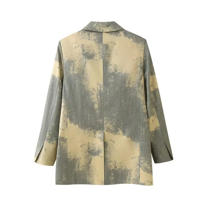 Damen nan Oversize-Blazer mit abstraktem Druck, Reverskragen und leichter Innenfutter Echo Archiv