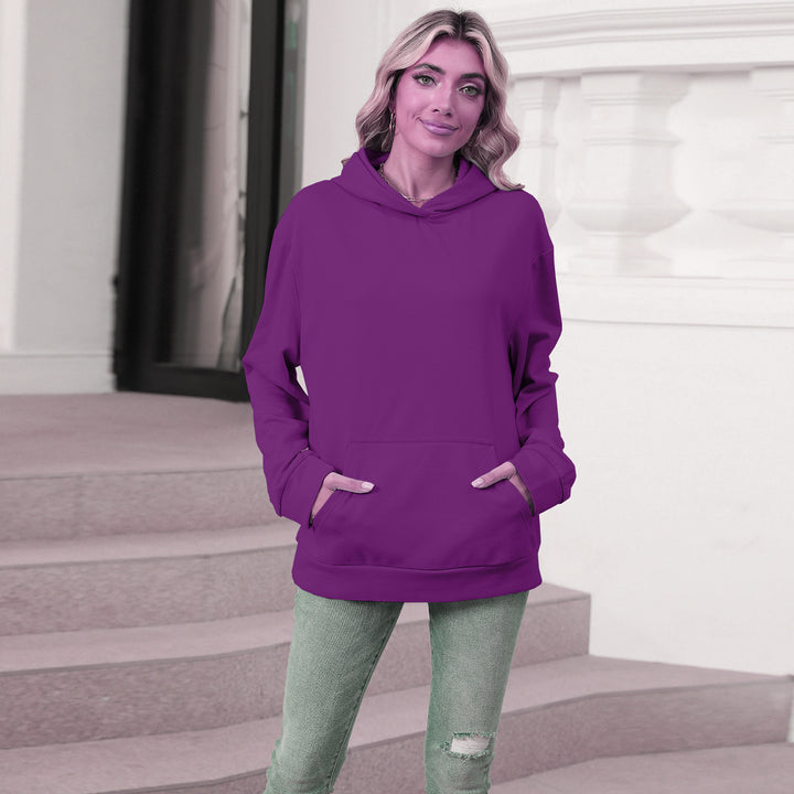 Damen weicher Oversize-Kapuzenpullover mit asymmetrischem Saum Kängurutasche und überschnittener Schulter – Auréline