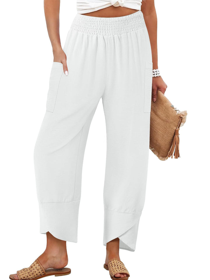 Damen Weite Sommerhose mit elastischem Bund und praktischen Taschen Echo Archiv