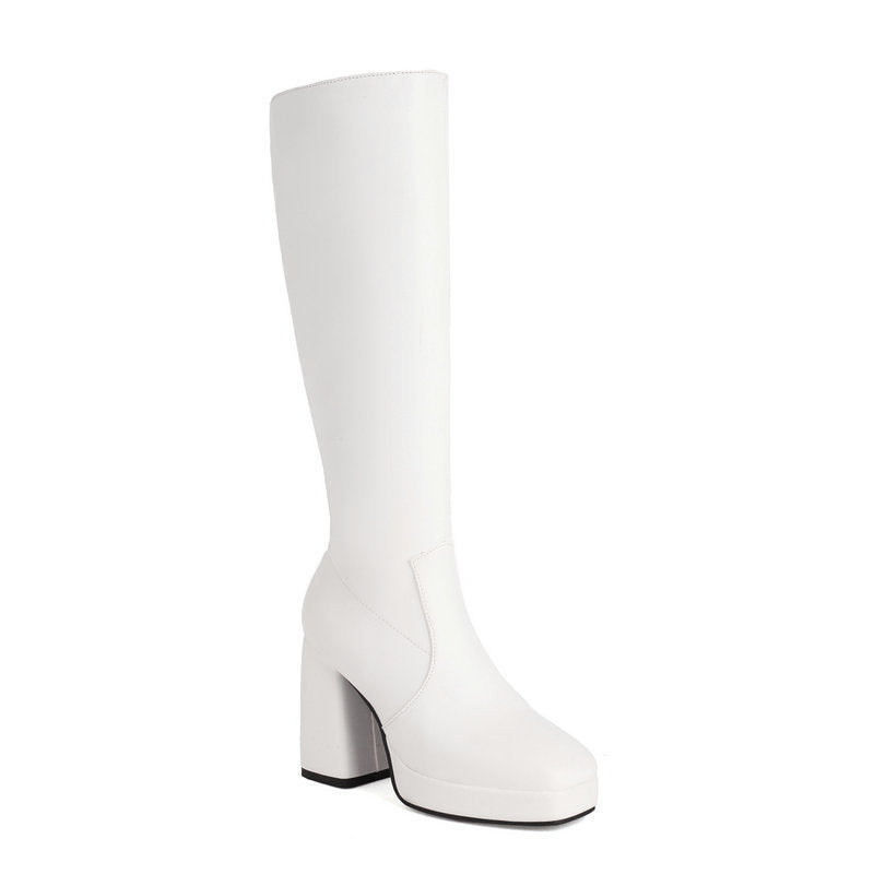 Leder-PlatEchoarchivu-Stiefel mit Blockabsatz - Ursula Echoarchiv