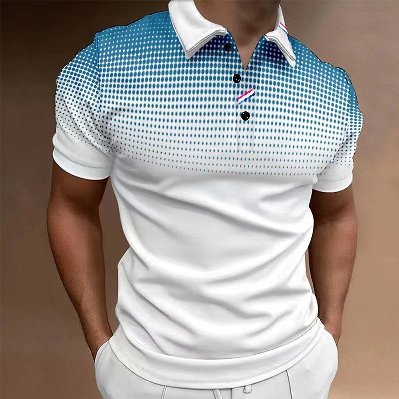 Herren modisches Poloshirt mit feinem Punktmuster und Kragenakzenten Echoarchiv