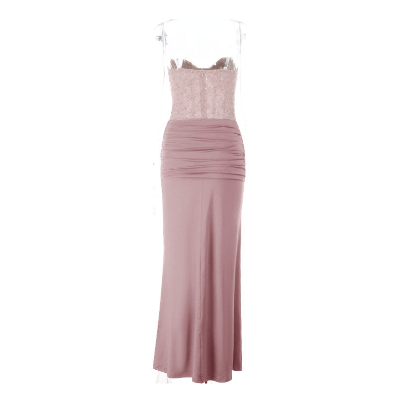 Damen schickes Maxikleid mit elegantem Bustier-Oberteil und gerafftem Rock Echo Archiv