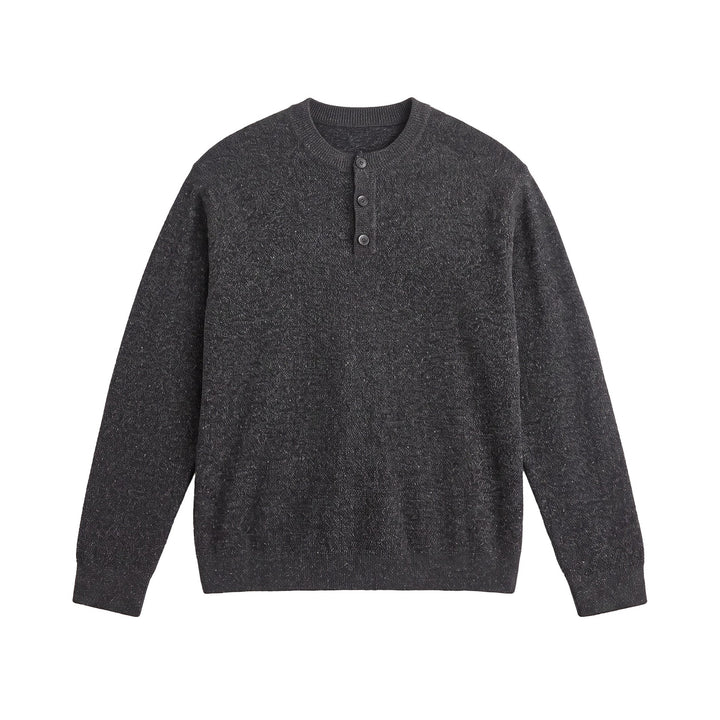 Herren Strukturierter Henley‑Strickpullover mit Dreifach‑Knopfleiste Echoarchiv