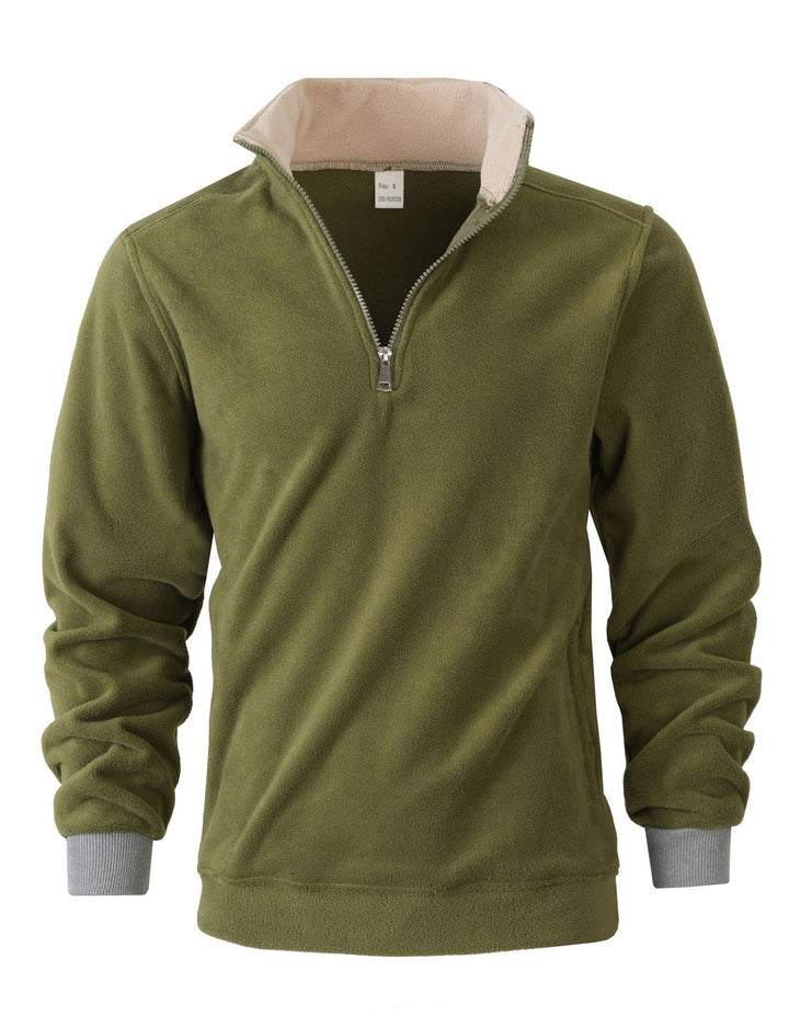 Herren Fleece Pullover mit halbem Reißverschluss und elastischen Bündchen Echoarchiv