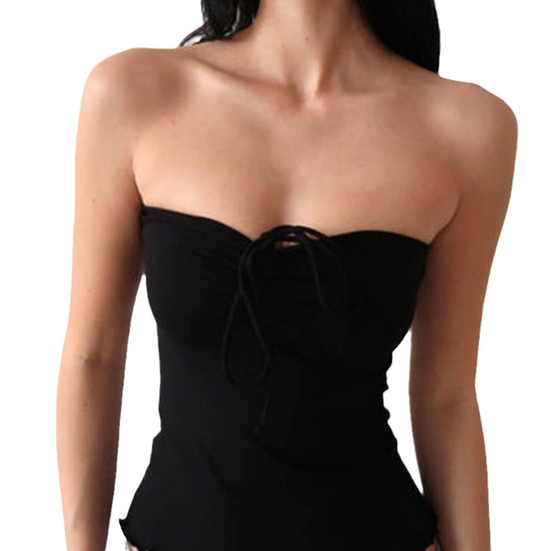 Damen Bandeau-Top mit zarten Rüschendetails und verstellbaren Trägern – Orélia