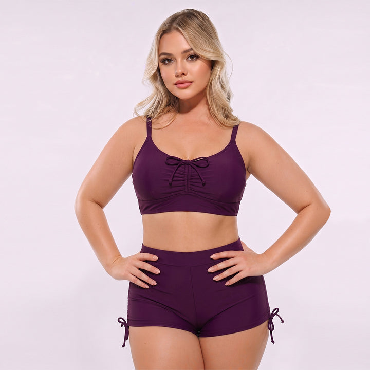 Damen Hoch geschnittenes Tankini-Set mit verstellbaren Trägern und Raffung Echo Archiv