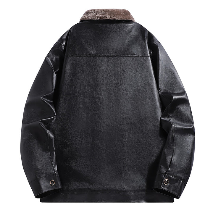 Herren Gefütterte Kunstleder-Blousonjacke mit Teddyfutter & Stehkragen Echoarchiv