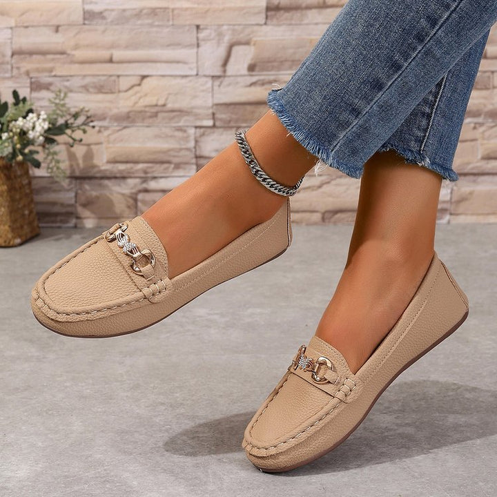 Damen elegante Mokassin-Slipper mit Zierkettchen und gepolstertem Komfortfußbett Echo Archiv