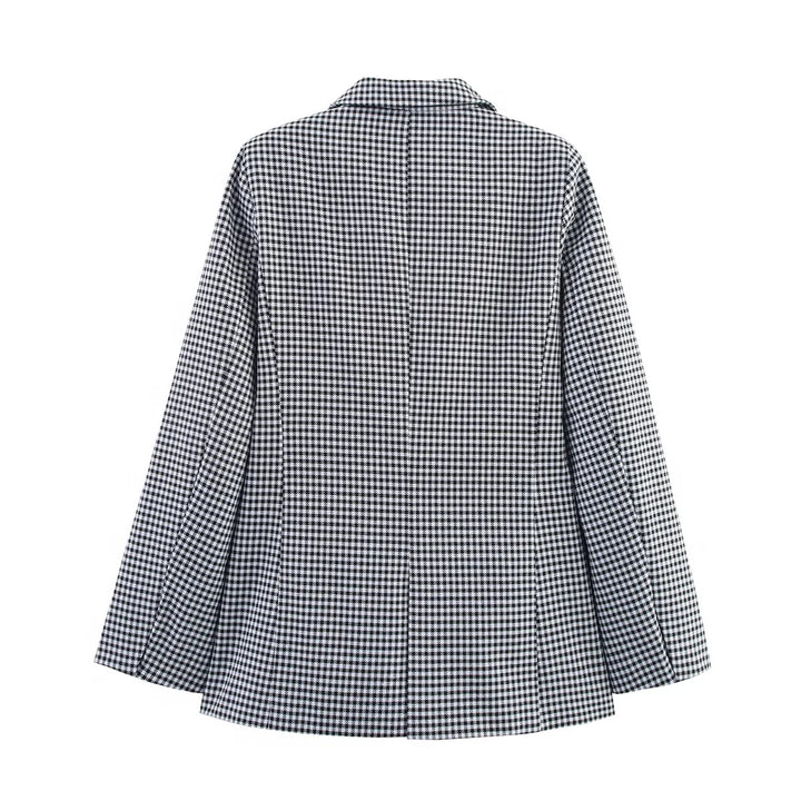 Damen taillierter Longblazer im Doppelreiher mit Reverskragen und Pattentaschen – Valéne