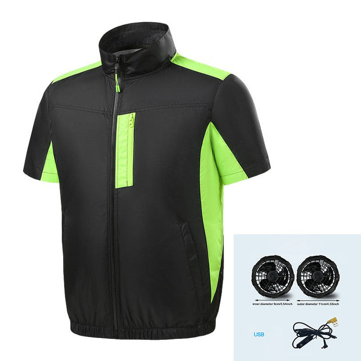 Herren nan Kurzarm-Lüftungsjacke mit integrierten USB-Ventilatoren und atmungsaktivem Meshfutter Echo Archiv