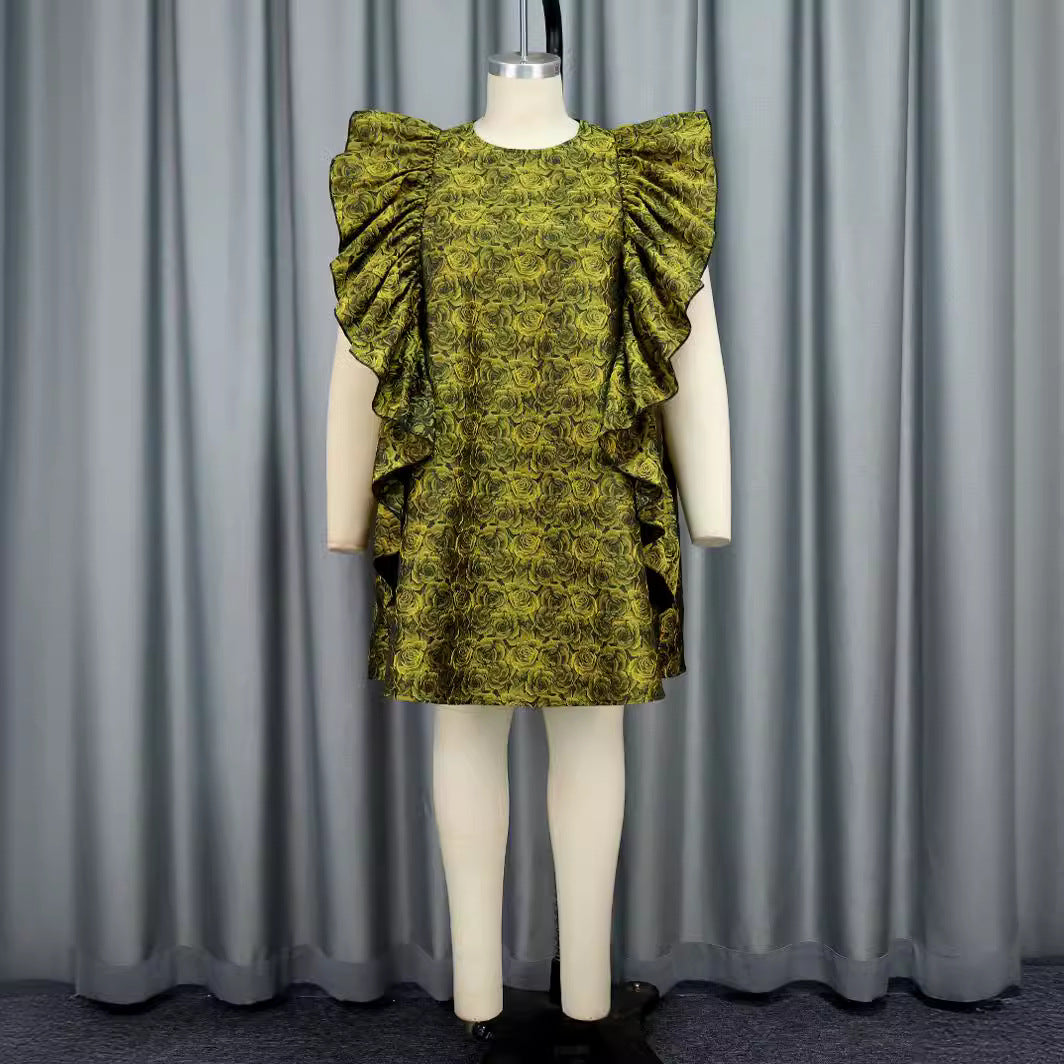 Damen Kleid mit voluminösen Rüschen und floralem Muster Echo Archiv