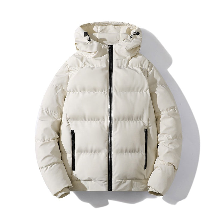 Herren Kurze Thermo-Steppjacke mit Kapuze, mattierter Oberfläche & Kontrastreißverschlüssen Echoarchiv