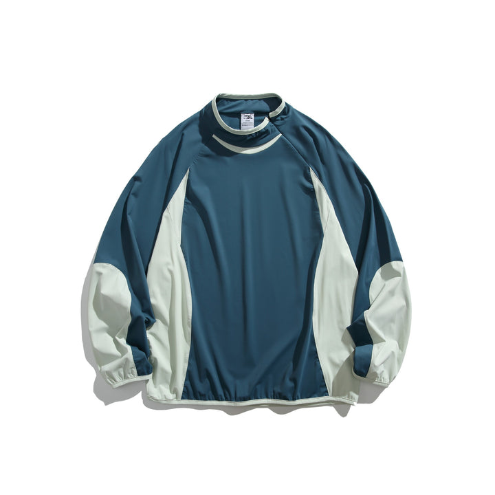 Unisex Oversize Windbreaker-Pullover mit Stehkragen und Kontrastpaneelen Echoarchiv